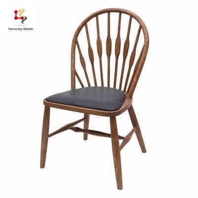 Modern Special Design Coffee Shop Fruniture Wooden Leather Dining Chair