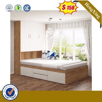 Children Simple Wooden School Furniture Bedroom Set Wardrobe Mattress Single Double Kids Bed with Bookcase