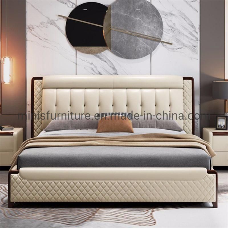 (MN-HB15) Bestselling Modern Home Furniture White Leather Bed