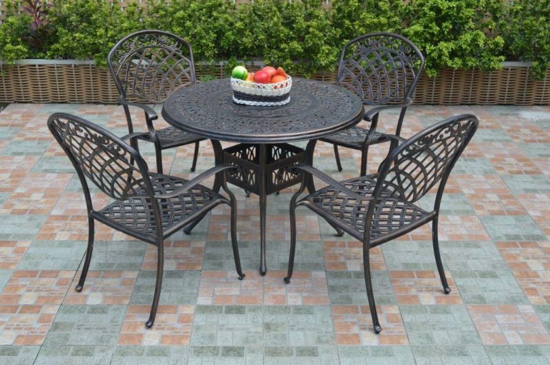 Cast Aluminum Tea Table and Chair Set Garden Furniture