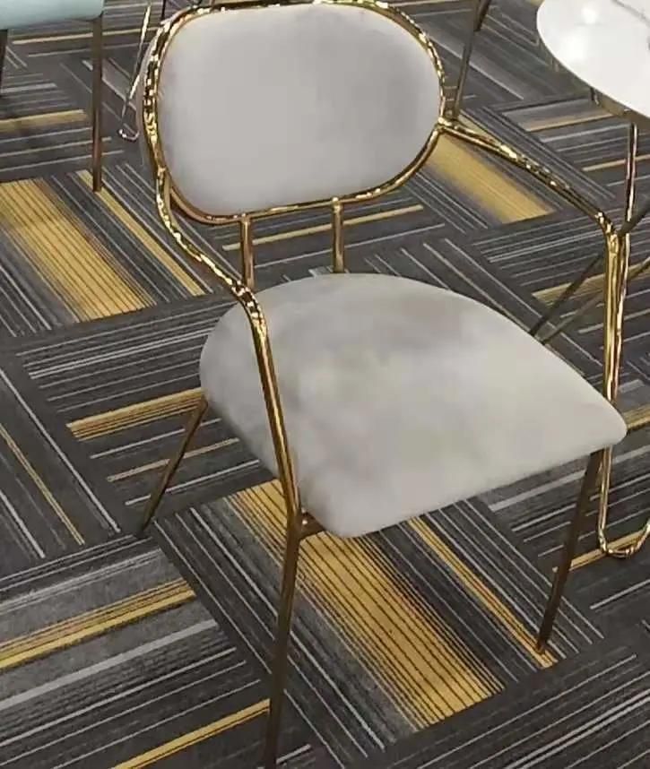 Wholesale Light Luxury New Fabric Leather Gold Metal Dining Chairs