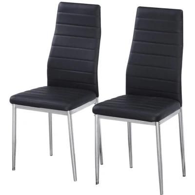 Italian Modern Leather Chromed Leg Furniture Dining Chair for Home