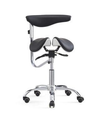 Ergonomic Swivel Dental Chair Saddle Doctor&prime;s Stool Adjustable Armrest in PU or Real Leather
