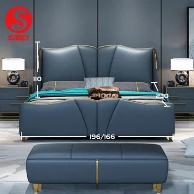 High Headboard Quality Luxury Super King Size Wooden Tufted Velvet Soft Bed Frame