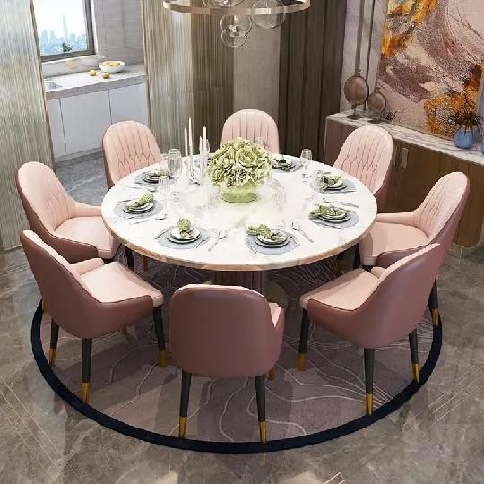 Dining Room 4 Chair Yellow Italian Design Hot Sale Light Luxury Leather Faux Modern PU Designs Dining Chair Upholstered