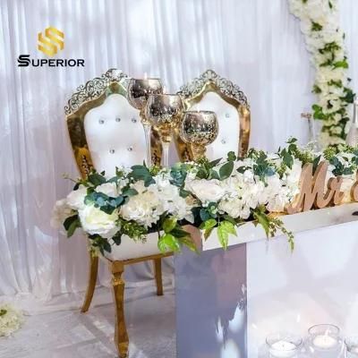 Luxury Royal Gold Metal Bride and Groom Wedding Chairs Rentals