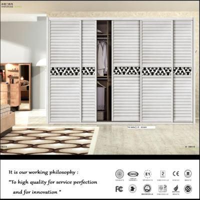 2016 Modern White Shutter Color Contrast Sliding Wardrobe