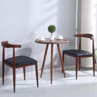 Hot Selling Nordic PU Leather Solid Wood Cushion Ox Horn Hotel Restaurant Wooden Chairs Without Arms