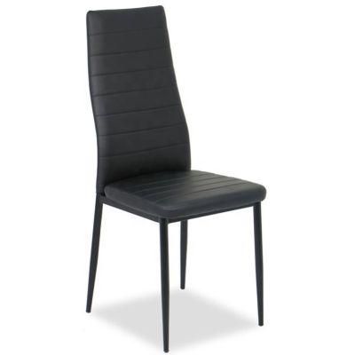 Wholesale Factory Price Home Dining Office Living Room Furniture Black PU Faux Leather Steel Dining Chair for Outdoor Banquet