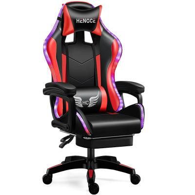 2021 Hot New Design Modern Luxury Swiveling Reclining CE Approval RGB LED Light Silla Gamer Racing Video Game Gaming Chair with Footrest