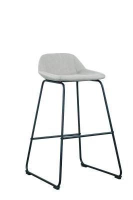 Grey Fabric Black Powder Coating Legs Bar Chair