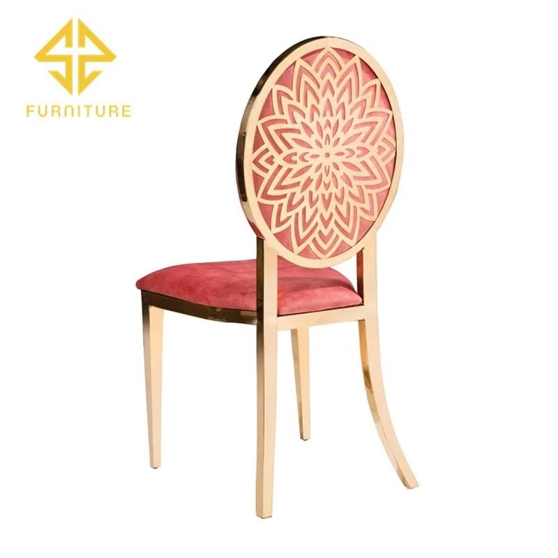 Wholesale Luxury Wedding Furniture Gold Stainless Steel Hotel Restaurant Chair