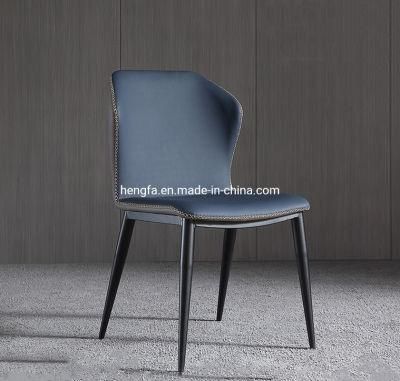 Modern Living Room Furniture Steel Frame Leather Dining Chairs