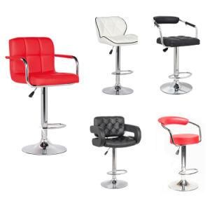 High Back and Chrome Base Factory Promotion Goods Adjustable Bar Stools with Footrest
