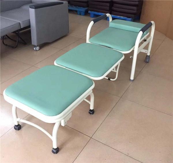 Bt-Cn002 Cheap Hospital Furniture Powder Coated Steel Attendant Chair Medical Accompany Chair Bed with PU Leather Price