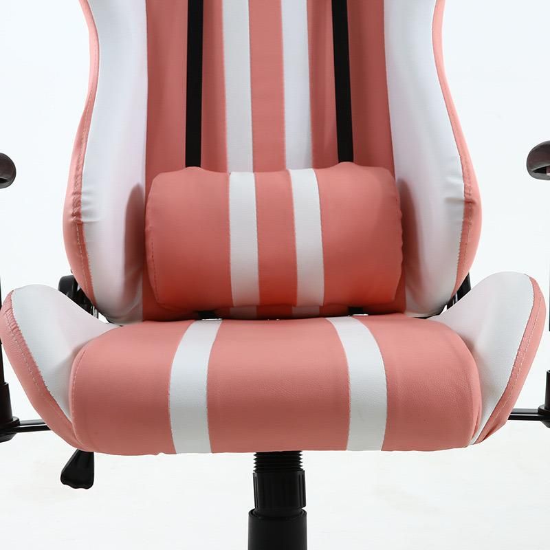 Racing Game Chair Ergonomic Massage PU Leather Complete Pink and White and Red Black Game Chair