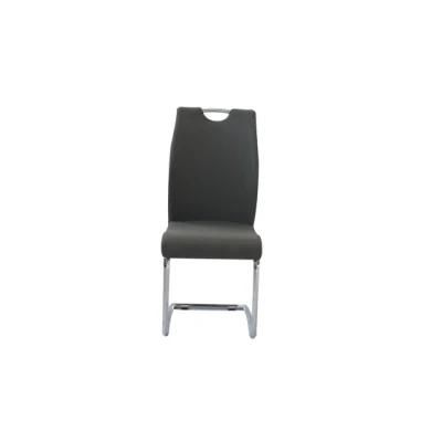 Modern Office Furniture PU Leather Backrest Electroplated Handle Dining Chair