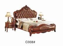 European Style Bedroom Furniture Wooden Leather Double Bed