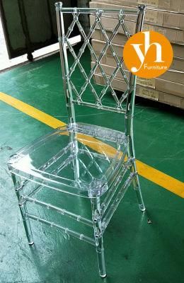Net Back Decoration Transparent Crystal Wedding Dining Furniture Tiffany Resin Chair