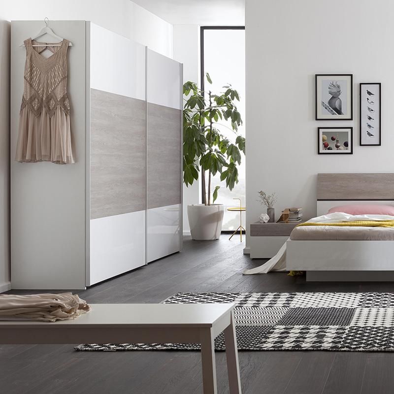 New Product Modern Furniture MDF Melamine Bedroom Furniture Set with Sliding Wardrobe