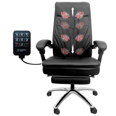 Custom Logo PU Leather Full Back Massage Ultra Thin Massage Guide Rail Office Swivel Chair Boss Massage Chair