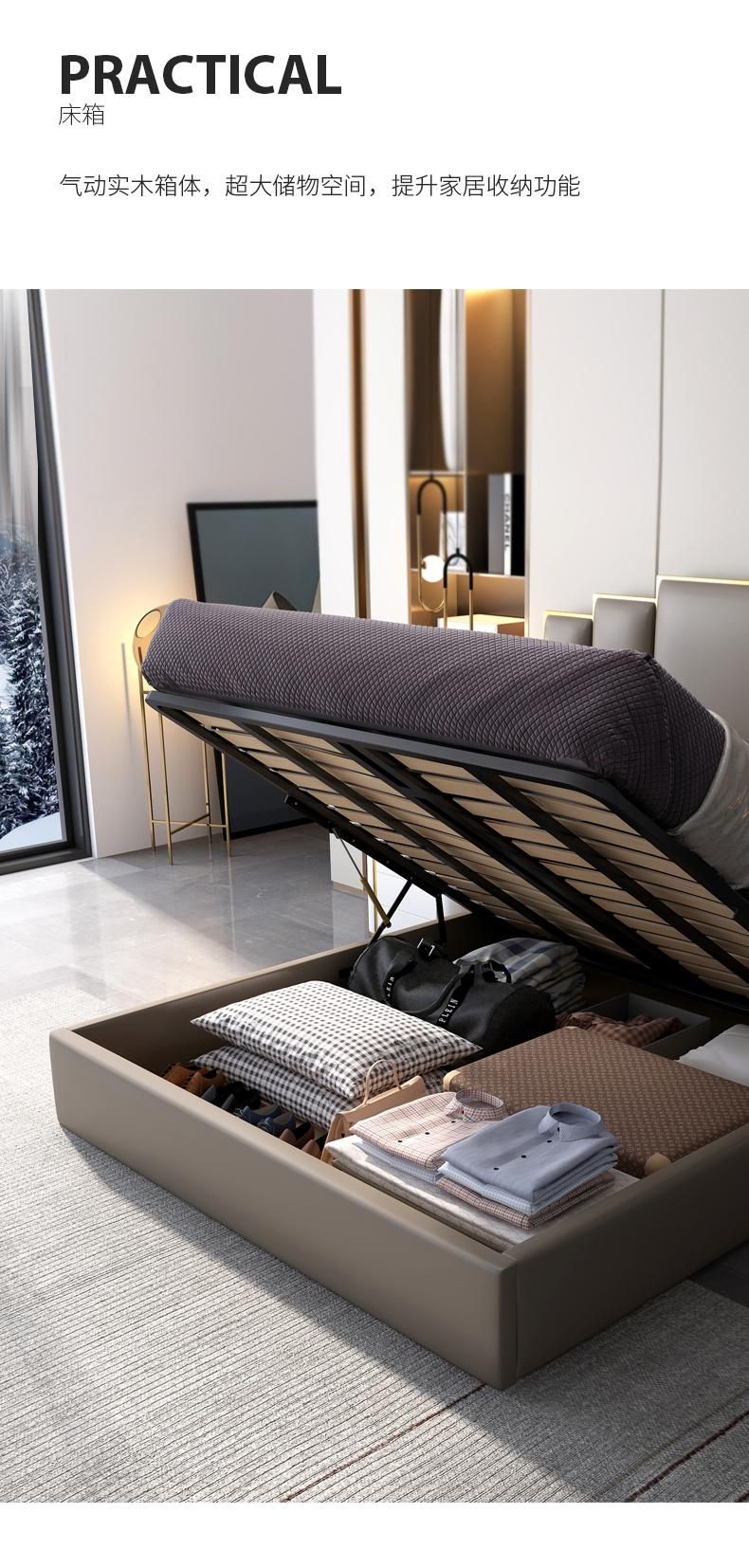 Modern Furniture High-Grade Leather Storage Sofa Bed