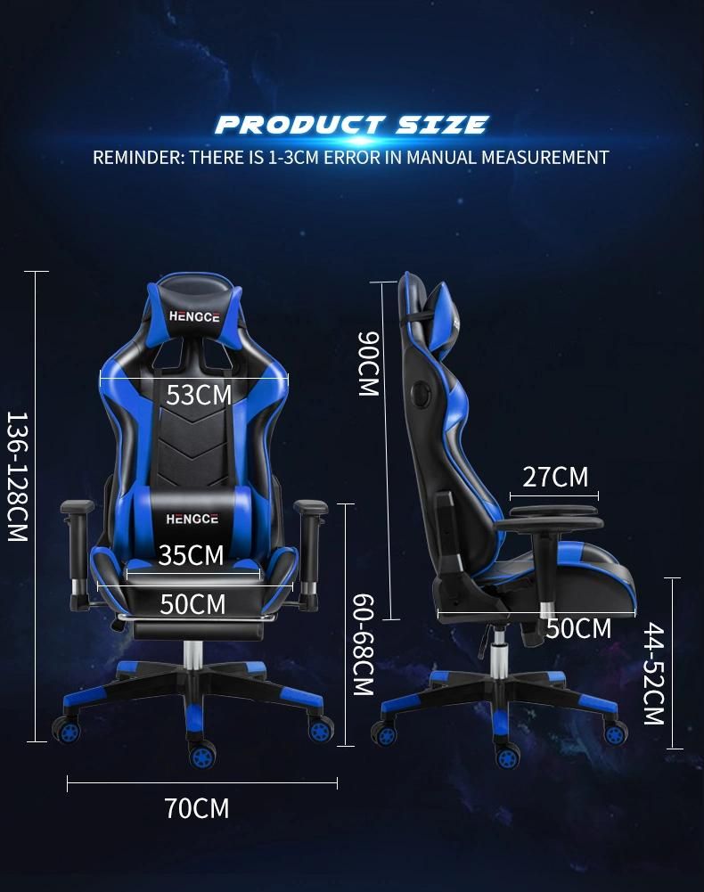 CE Approval Black Massage Racing Silla Audio Gamer Chair PU Leather Computer Gaming Chair with Footrest