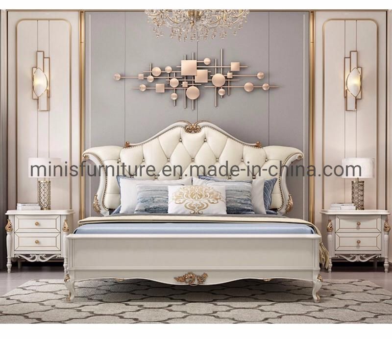 (MN-HB07) High-Class European Home Bedroom Furniture Leather Double Bed