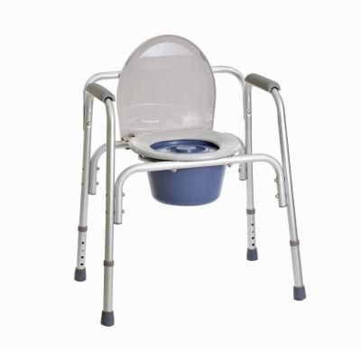 Aluminum Foldable Toilet Folding Potty Chair Commode Steel Commode Chair for Elderly