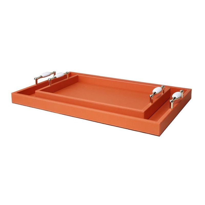 European Metal Tray Leather Hardware Tray Tea Tray Rectangular Tray Home Accessories Tray