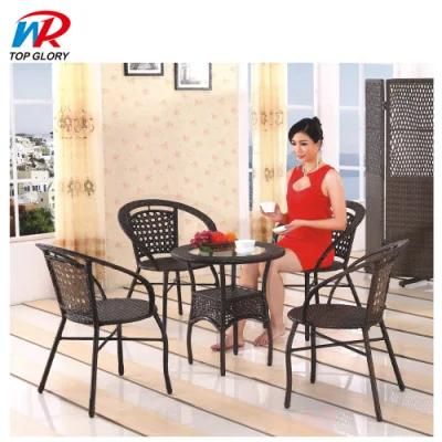 Outdoor Wicker Furniture Round PE Rattan Dining Set Table and Chairs Garden Sets