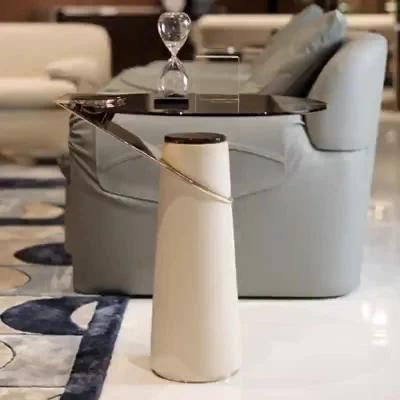 Home Apartment Furniture PU Leather Glass Coffee Table