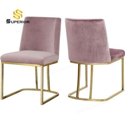 Golden Metal Frame Pink Velvet Accent Chair for Living Room