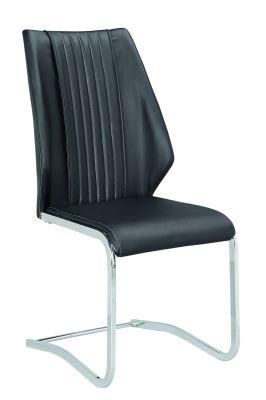 Black PU High Back Chrome Legs Dining Chair