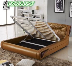 A013-1 Middle Eastern Lift up Storage Modern Leather Wooden Bed
