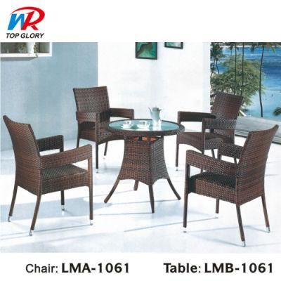 High Quality Rattan Outdoor Restaurant Flower Woven PE Rattan Dining Chair Garden Sets