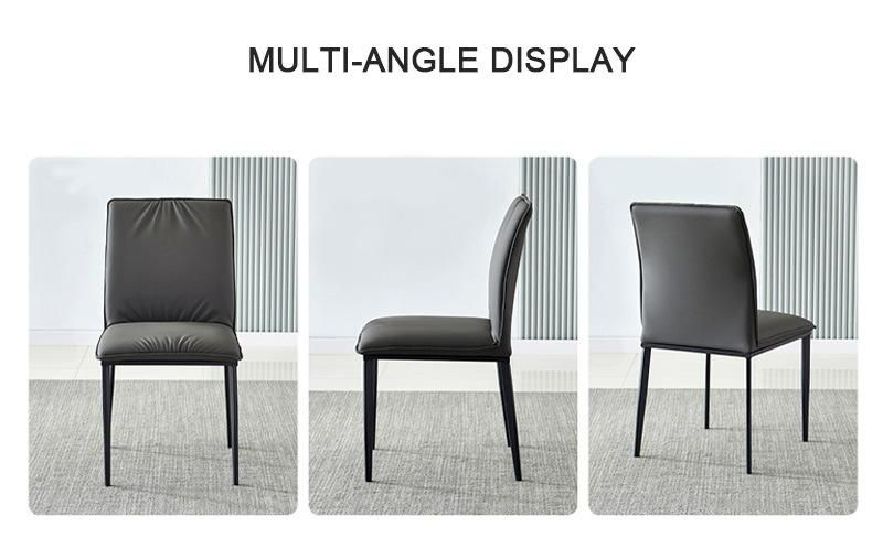 High Quality Household Furniture Modern Leather PU Dining Chairs with Metal Legs