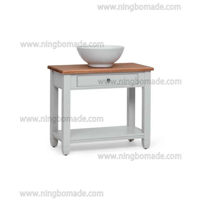 Understated Natural Timbers Furniture White Birch Base Natural Solid Ash Top Single Basin Bathroom Table