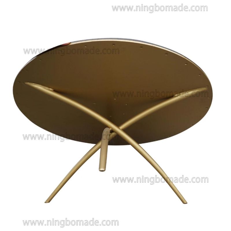 Nordic Retro Vintage Antique Furniture Weather Brown Oak and Shinning Brass Metal Coffee Table Tripod