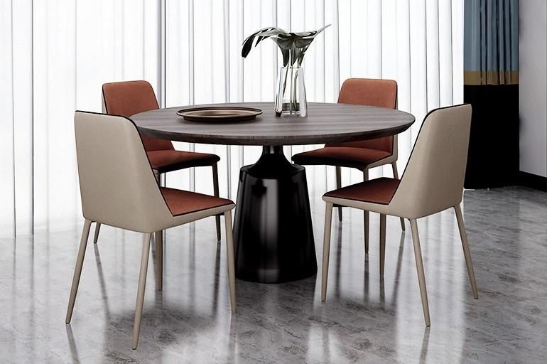 China Wholesale Modern Metal Frame Leisure Upholstered Leather Dining Chairs