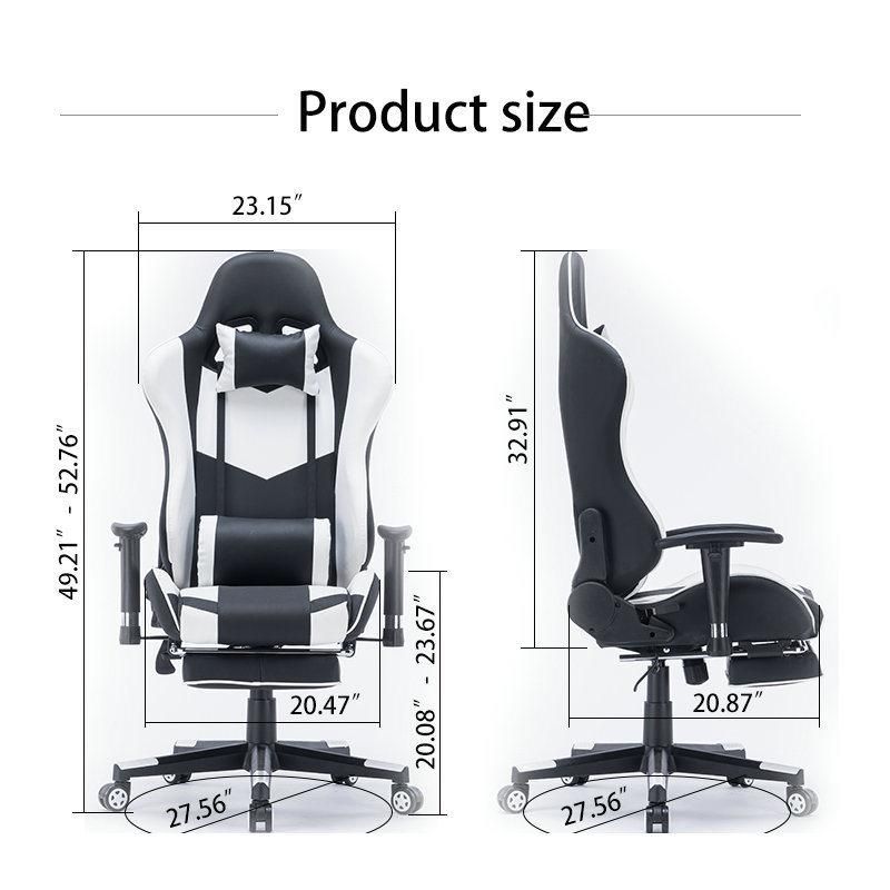 Modern Design Ergonomics Black Office Furniture Gaming Rotating Leather Chair with Footrest