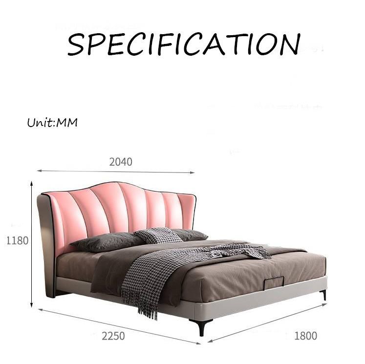 Manufacturer Bedroom Wood Furniture Leather Upholstered Gas Lift Double Storage Bed