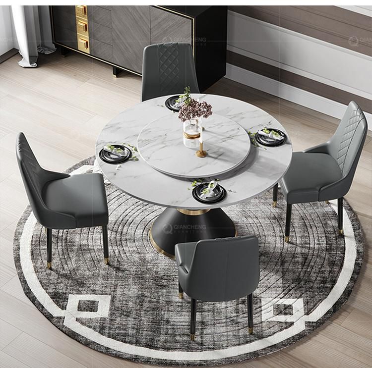 Luxury Round Marble Rotating Dining Table with Lazy Susan