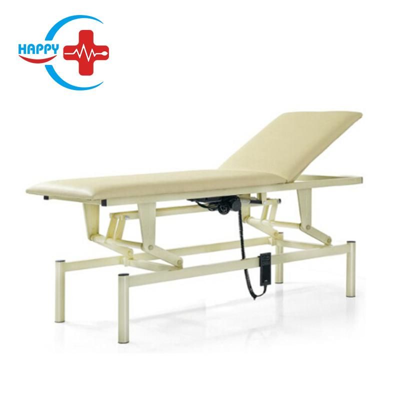 Hc-M018 Competitive Price Hospital Electric Stainless Steel and White Soft Leather Sofa Examination Bed Medical Clinic Patient Electric Examination Couch Bed