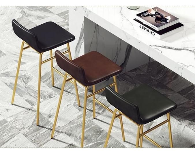 Modern Restaurant Furniture High Stool Metal Leather Dining Bar Chairs