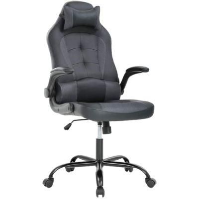 Black Leather Fabric Adult Office Gaming Chair with High Back