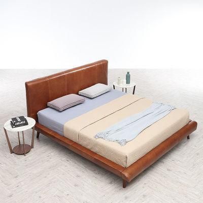 Luxury Bedroom Furniture Genuine Leather Bed King Bed for Home Use