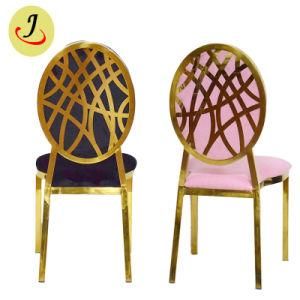 New Product Golden Stainless Steel Pink Wedding Dining Chair