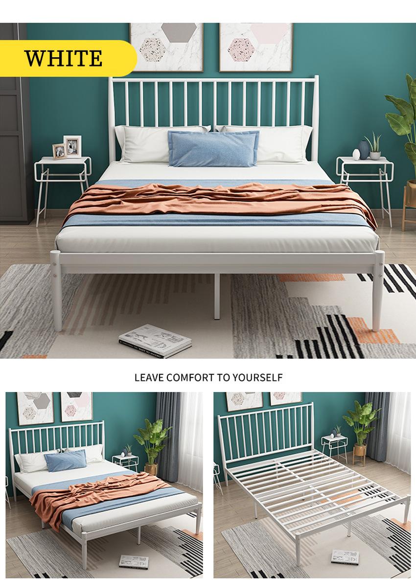 Modern Style Bedroom Household Furniture Leather Cushion Iron Bed