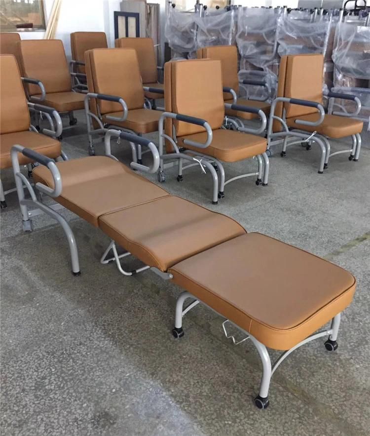 Bt-Cn014 Hospital Furniture Foldable Patient Steel Attendant Chair Medical Accompany Chair Bed Leather Cover Price